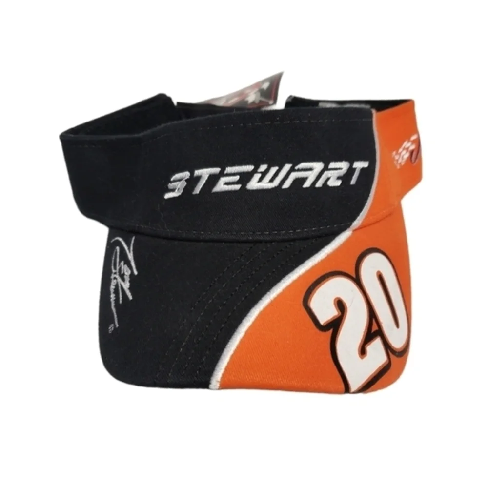 Nascar Racing Visor Stewart #20 Black Orange New‎ Adjustable